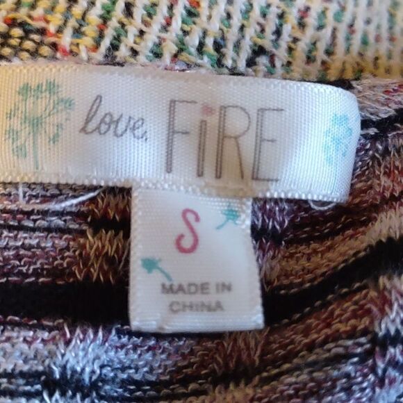 Love Fire Women's Size S tunic dress Boho Striped Black Gray Raspberry - Picture 4 of 9